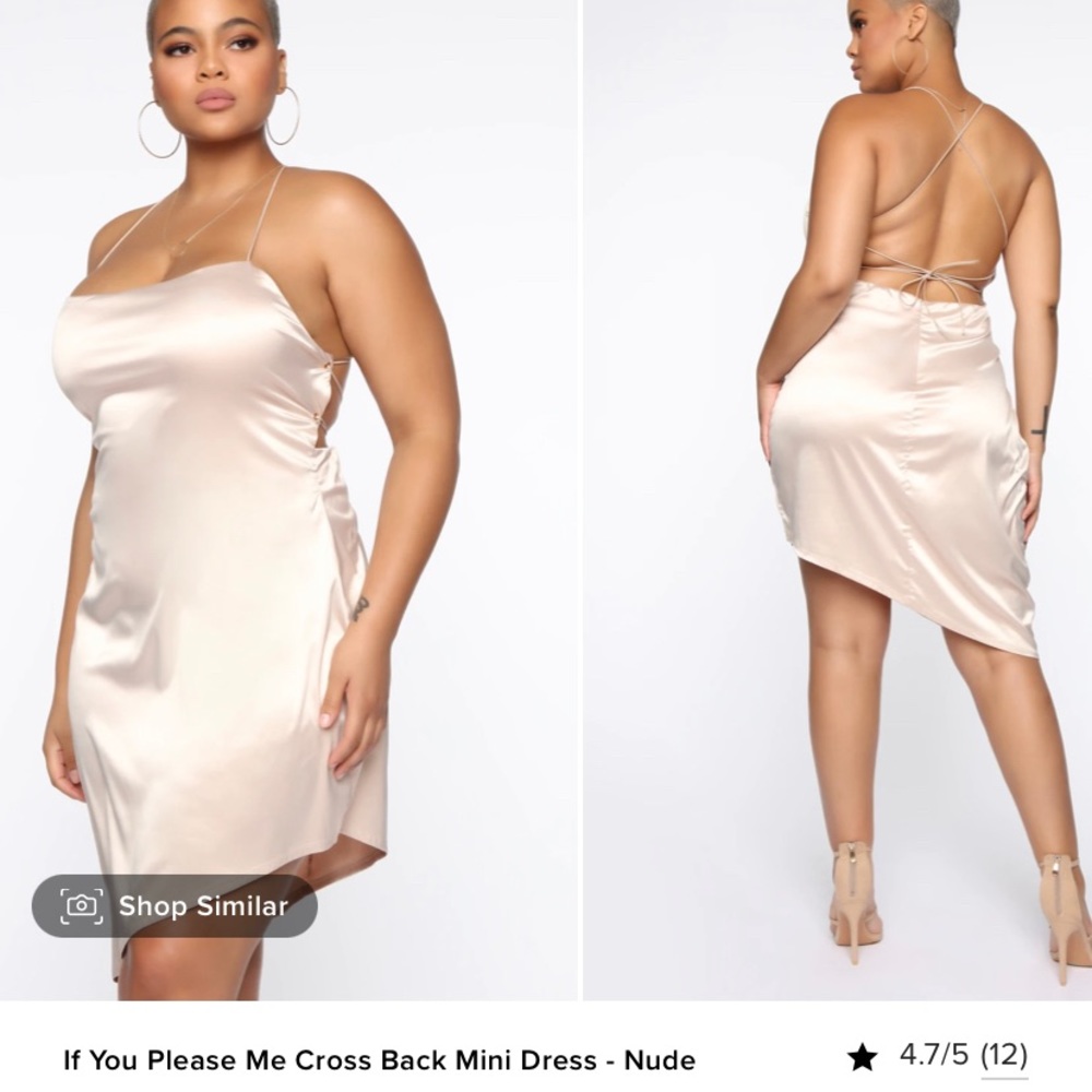 Fashion Nova - If You Please Me Cross Back Mini Dress: Nude